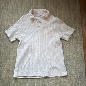 Mango Cream Cotton Collared Shirt